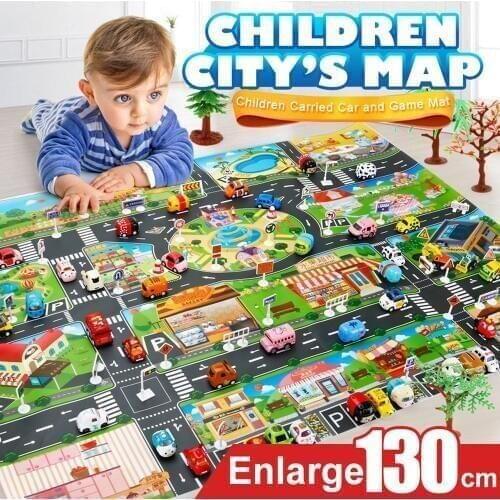 Educational Toys Kids Play Mat City Road Buildings Parking Map Game Scene Home Traffic Map Kids Carpet Map Gifts For Children