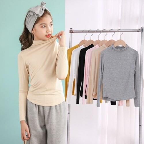 Modal Cotton Girls Shirt New 2021 Spring Kid Clothes Mommy and Me Clothes Baby Basic Shirt All Matched Turtleneck 6 Colors,#5674