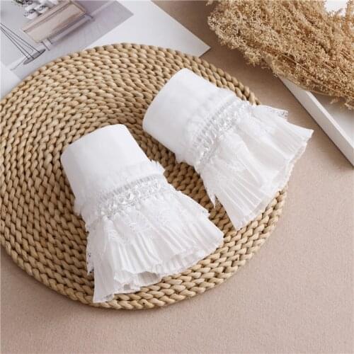 Detachable Sleeve Fake Cuffs for Women Shirt Multi Layer Ruffles Solid Color False Cuffs Wristband Decorative Clothing Accessory