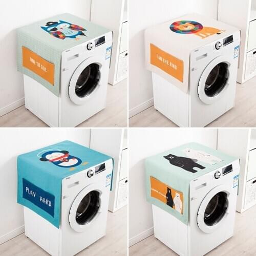Cute cartoon single door refrigerator dust storage bag Roller washing machine cover cloth cotton and linen fabric Universal