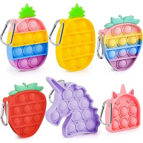 Cute Simpl Dimmer Keychain Poppet Fidget Pendant Toys Dimple Pineapple Unicorn Mini Push Popet Bubble Figet Toy Stress Toys Kids