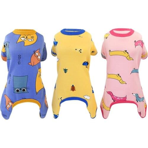 Dogs Pajamas For Pet Dogs Cat Clothes Puppy Jumpsuit For Dog Coat For Chihuahua Pomeranian Dogs Print Clothes Shirt #2