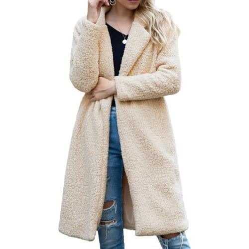Warm Solid Color Chaqueta Cuadros Mujer Mid-length Lapel Wool Sweater Cardigan Cashmere Jacket Women 2020 Autumn and Winter