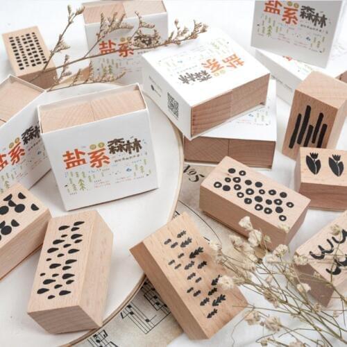 Vintage Forest Geometry Decoration Stamp Wooden Rubber Stamps for Scrapbooking Stationery DIY Craft Standard Stamp