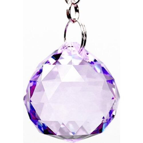 Top Quality 10PCS/lot Purple Color 30mm crystal faceted balls (Free rings) glass Sparkle chandelier pendants/ Crystal lamp Parts
