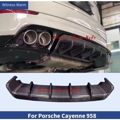 Carbon Fiber Rear Bumper Lip Spoiler Rear Diffuser For Cayenne 958 2016 2017 2018 Car body kit