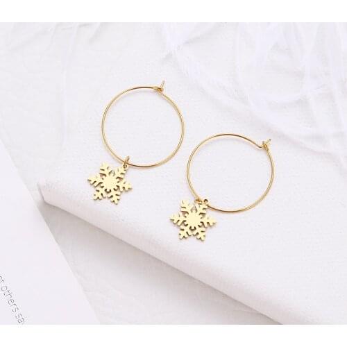 DOTIFI For Women Beautiful Snowflake Earrings Stainless Steel Gold and Silver Color Womens Engagement Jewelry Earring Gift