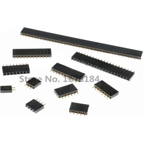 100pcs Single Row Pin Female Header Socket Pitch 2.54mm 1*2p 3p 4p 5p 6p 7p 8p 9p 10p 12p 14p 16p 20p 40p Pin Connector