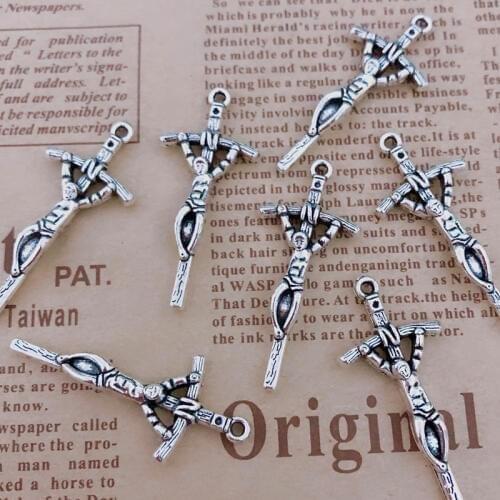 Wholesale 12pcs pendant of the cross of Jesus 40x18mm Tibetan Silver Plated Pendants Antique Jewelry Making DIY Handmade Craft