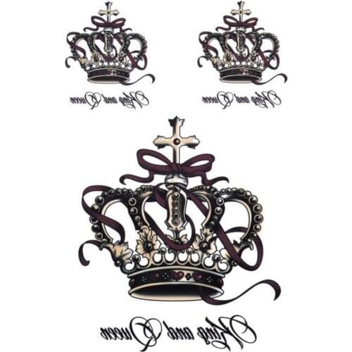 12 x 19cm Removable Waterproof Temporary Tattoos Body Art Stickers King and Queen Crown