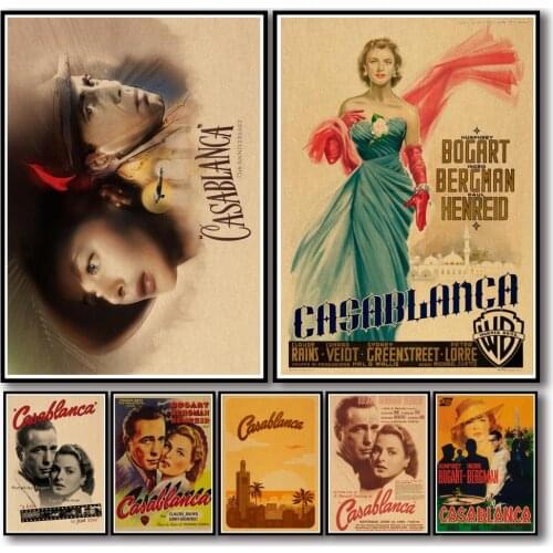 28 Designs Classic Movie Casablanca Kraftpaper Poster Artwork Homedecal Fancy Wall Sticker for Coffee House Bar