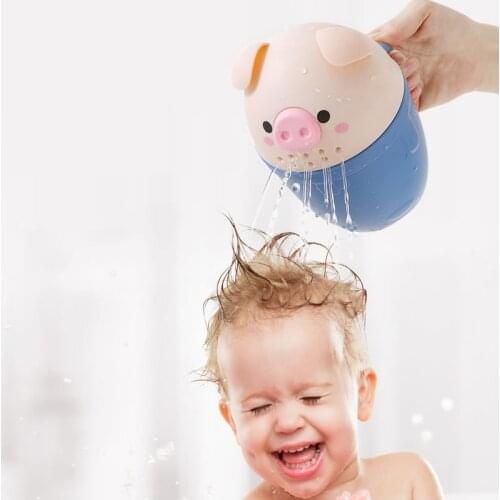 3 Colors Baby Cartoon Shampoo Cup Silicone Baby Bathing Washing Shower Spoon For Baby Kids Bath Tool Shower Shampoo Cup Dropship