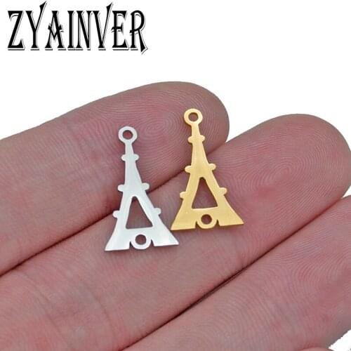 5pcs Eiffel Tower Paris Stainless Steel Connector Charms Women Bracelets Jewelry Making Necklace Pendant Wholesale High Polished