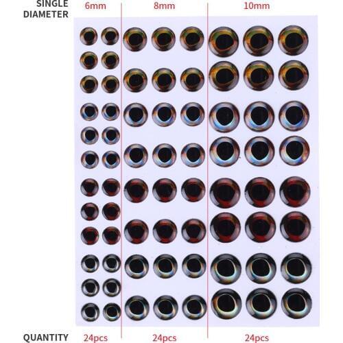 HENGJIA 72pcs Fish 3d Eyes Fishing Tools 6mm 8mm 10mm For Lure Fishing Tackle