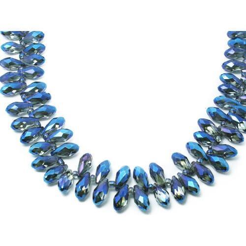 8*16mm 10pcs Navy Drop Water Cross Hole loose Glass Crystals Beads bracelet Jewelry DIY BBA054-02NV