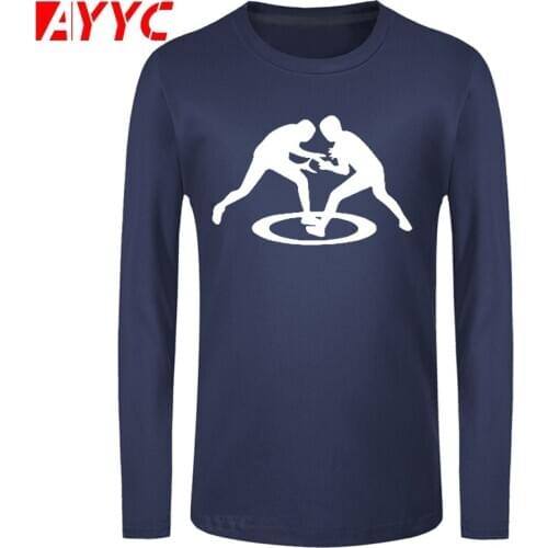 AYYC long sleeve tee Cool Tee Shirt Mens Freestyle Wrestling Printed T-Shirt Man Casual Cotton Tops Sporting Brand Clothing
