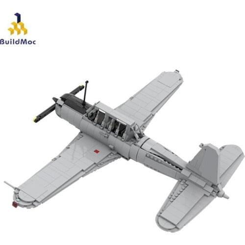 Buildmoc Military Bt-13a Fighter Jet War Aviation Weapon Modular Aircraft Army Air Force Building Block Model Children Toy Gift