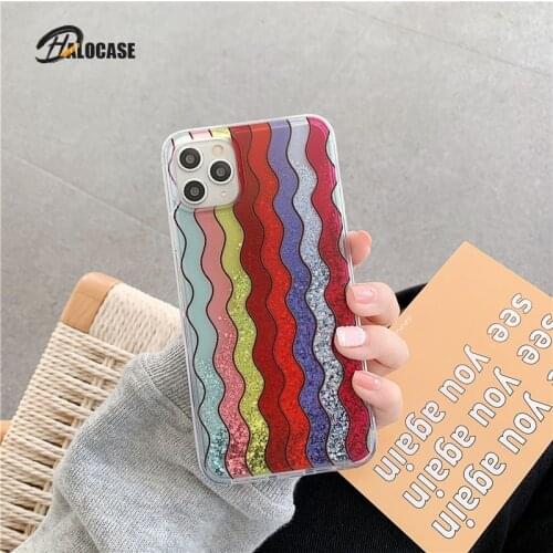 Rainbow Geometric Liquid Glitter Quicksand Circle Bead Hard Plastic PC brand Phone Case For iPhone 11 Pro X XS XR Max 6 7 8 Plus