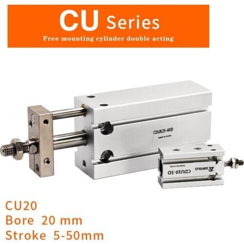 CU CU20 Broe 20mm CU20-5D-10D-15D-20D-25D-30D-35D-40D-45D-50D Free Mount Cylinder Non-rotating Rod Double Acting Built-in magnet