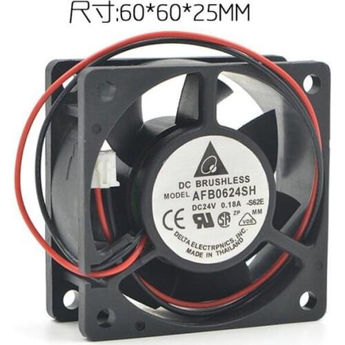 Delta 6025 DC 24V AFB0624SH 0.21A 6CM 60*60*25MM 2-line Inverter Dual Ball Bearing Air Cooling Fan