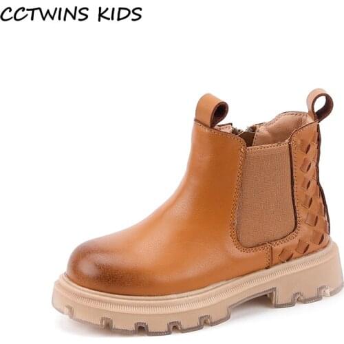 Kids Boots 2021 Autumn Winter Girl Chelsea Ankle Boot Non-slip Fashion Genuine Leather Children Shoes Classic Black Thick Sole