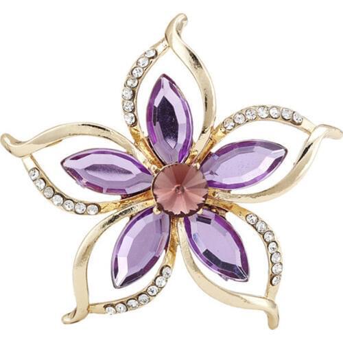 DIEZI Fashion Bouquet Brooch Crystal Vintage Purple Flower Rhinestone Jewelry Brooch Pins for Wedding Women Brooch