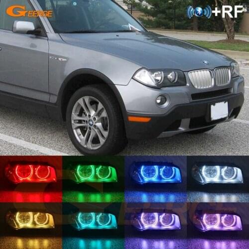 For BMW E83 X3 facelift 2007-2010 Halogen HD Excellent RF remote Bluetooth APP Multi-Color Ultra bright RGB LED Angel Eyes kit