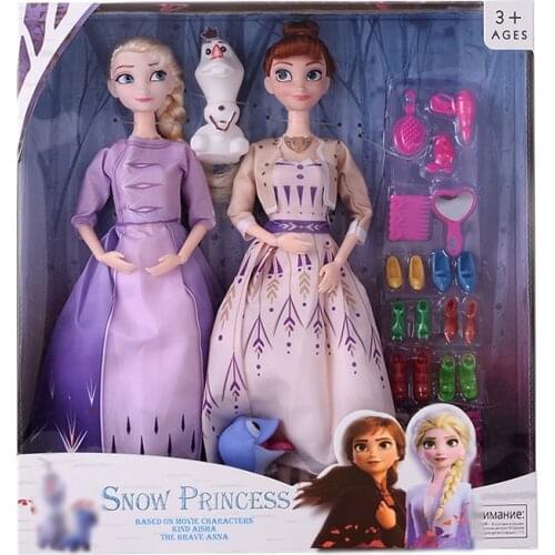 Disney Ice snow princess Frozen 2 Elsa Anna PVC Action Doll Girl DIY dress up toy Aisha Doll Girl Toy Set birthday gift