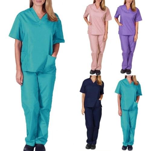 Elasticity Pet Clinic Nurse workwear High Quality Solid Color Nursing Scrubs Women Uniforms hospital Doctor Work Clothing suits