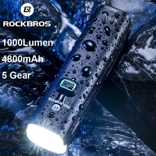 ROCKBROS Bicycle Lights 1000Lumen Cycling Headlight Night Riding Glare Flashlight USB Charging MTB Road Bike Riding Equipment
