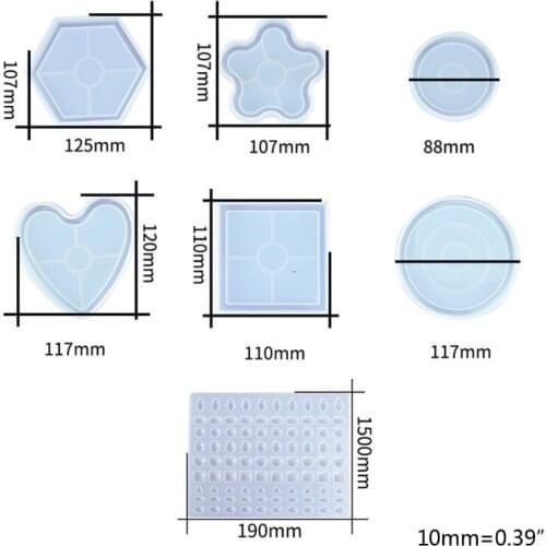 Round/Heart/Plum Blossom Coaster Epoxy Molds Resin Casting Molds for Making Coasters DIY Resin Artwork