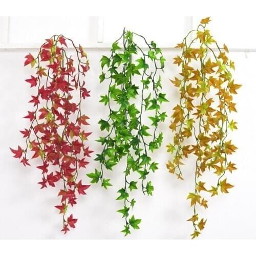 6 Forks Artificial Flower Decorations Wall Decor Pop Art Maple Leaf Weeping Willow Plant Home