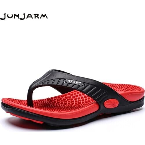 JUNJARM 2020 New Summer Men Flip Flops High Quality Beach Sandals Men Slippers Outdoor Men Walking Shoes 40-45