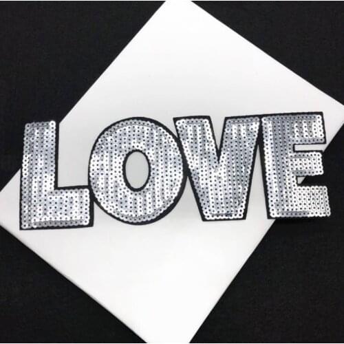 3pcs LOVE Letter Sequins Embroidered Patch For T-Shirt Clothing Sew On Garment Accessories Applique Diy Decoration Patches