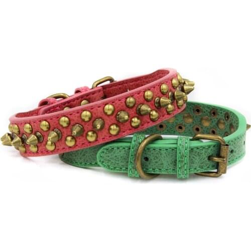 Dog Collar Leather Adjustable Punk Rivet Spiked Neck Strap PU Dog Collars For Medium Large Dog Accessories