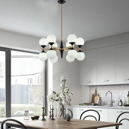 Nordic Creative Chandeliers modern foyer bedroom Grass with gold luxury hanging lamp milk white glass ball lampshade droplight