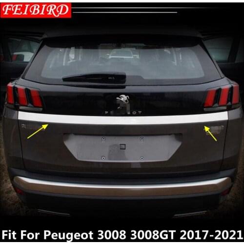 Stainless Steel Rear Trunk Lid Cover Tailgate Trim Hatch Back Door Handle Molding Boot Garnish For Peugeot 3008 3008GT 2017 2018