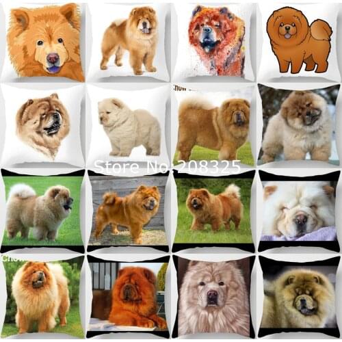 ZENGIA Chow Chow Dog Cushion Cover 45x45cm Polyester Pet Pillow Cover Decorative Pillows For Sofa Home Decoration Pillowcases