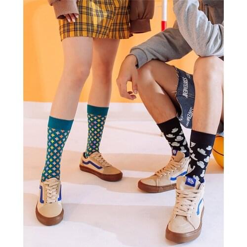 Q Men Women Sock Personalized Geometric Pattern Colorful Cotton Couple Sports Socks Harajuku Happy Funny Sock Women Harajuku