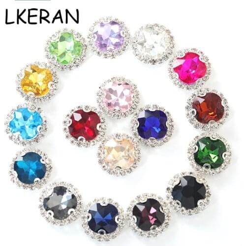 New Fashion 16mm Round Glass Rhinestone Button Flatback 4 holes Can Sewing DIY Decorative Accessories For 10PCS / lot