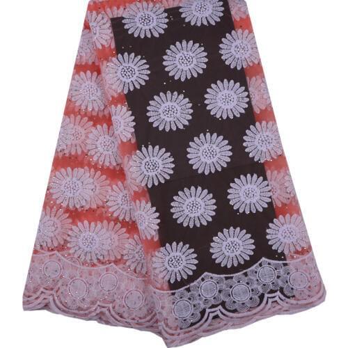 Latest Summer New Korean Milk Silk Dress Stones Lace Fabric Embroidery French Lace Fabric African Tulle Lace Fabric F1229