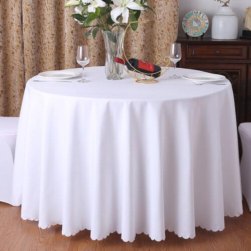 Polyester White Wedding Round Tablecloth Decoration Birthday Party Table Cloth Dining Table Cover Black for Events Customizable