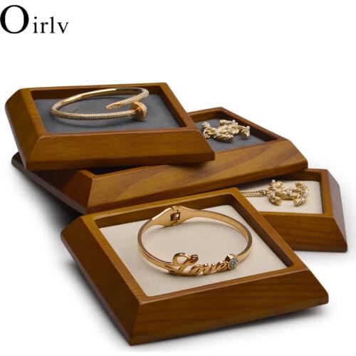 Oirlv Jewelry Display Stand Wood Ring Pendant Tray Bracelet Organizer Tray Jewelry Storage Tray Ring Display Holder