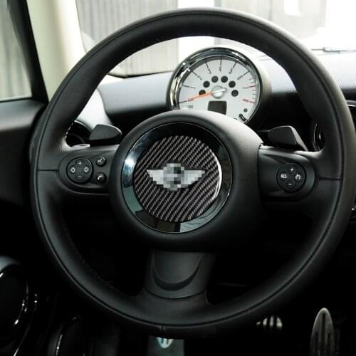 Genuine Carbon Fiber For BMW MINI R55 R56 COUNTRYMAN R60 PACEMAN R6 2007-2013 Car Steering Wheel Cover Trim Styling Sticker