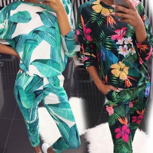 New Fashion O Neck Pajama Set Women Long Sleeve Flower Cartoon Sleepwear Womens pyjamas Sets Home Clothes Pyjama Female