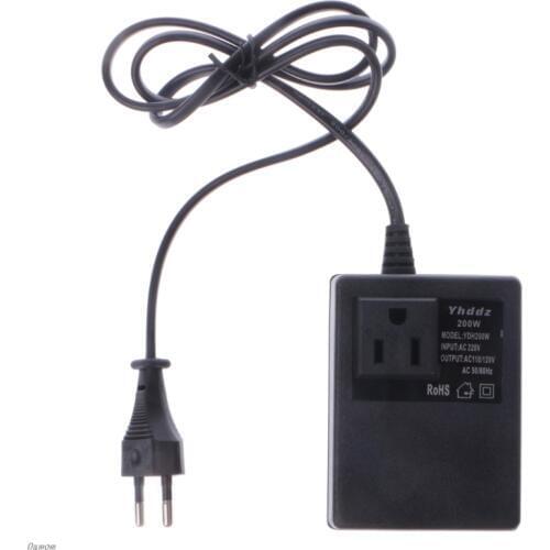 200W AC 220V to 110V Step Down Transformer Convert Travel Power EU Plug Adapter Damom