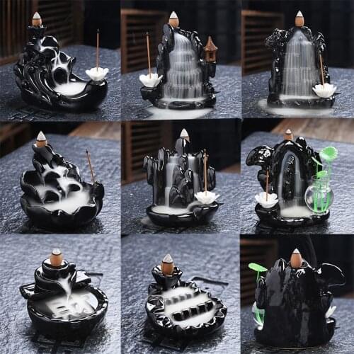 Hot Creative Tower Incense Ceramic Burner Fragrance Holder Backflow Censer Creative Aromatherapy Smoke Reflux Incense burner