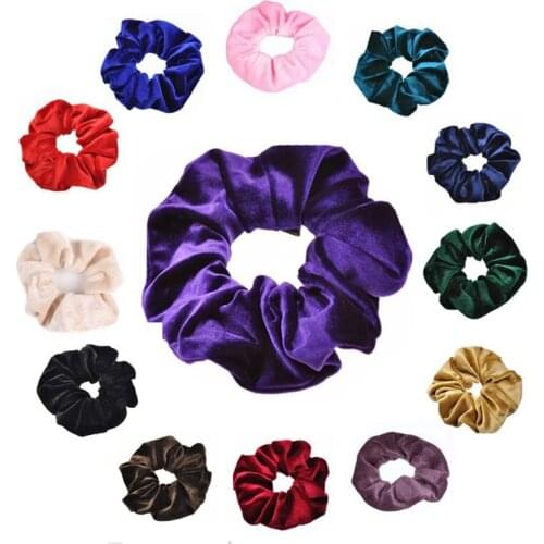 New Fashion Gold Velvet Women Pure Color Wild Large Intestine Elastic Hair Sports Dance Scrunchie Girls Hair Accessories