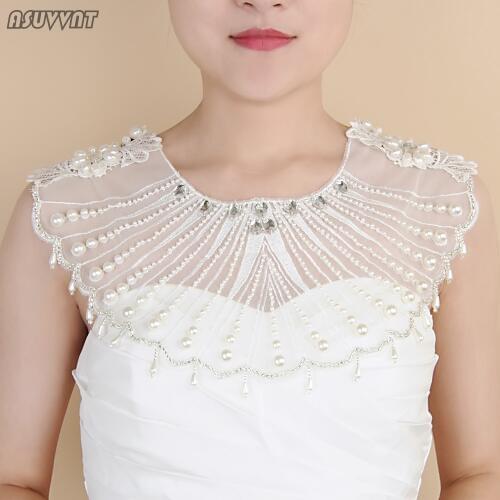 Luxury Pearl Bridal Shawl Shoulder Chain Scalloped Shawl Cloak Bride Wedding Shawl Jewelry Dress Toast Clothing Accessories