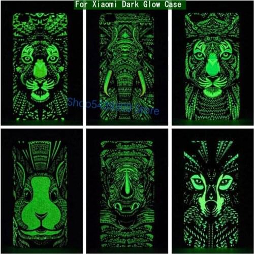 For Xiaomi 10 Pro 9 8 6 5 Luxury Animals Lion Wolf Pattern Shockproof Luminous Cover Funda Capa for Redmi 5plus Note 7 5 5A 4 4X